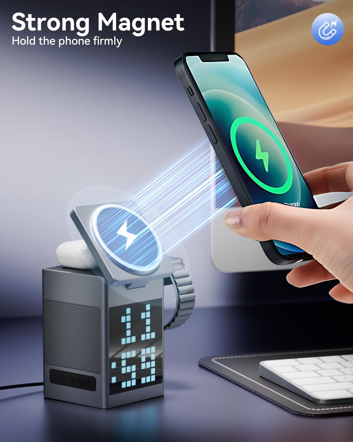 [GOLD] PixelCharge 3-in-1 Bluetooth Speaker & Charging Station