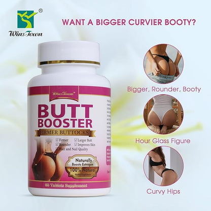 Butt Booster Pills, Mention Buttocks Herbal Supplements, Plump HIPS Enhancement Firming and Seductive, 60 Tablets